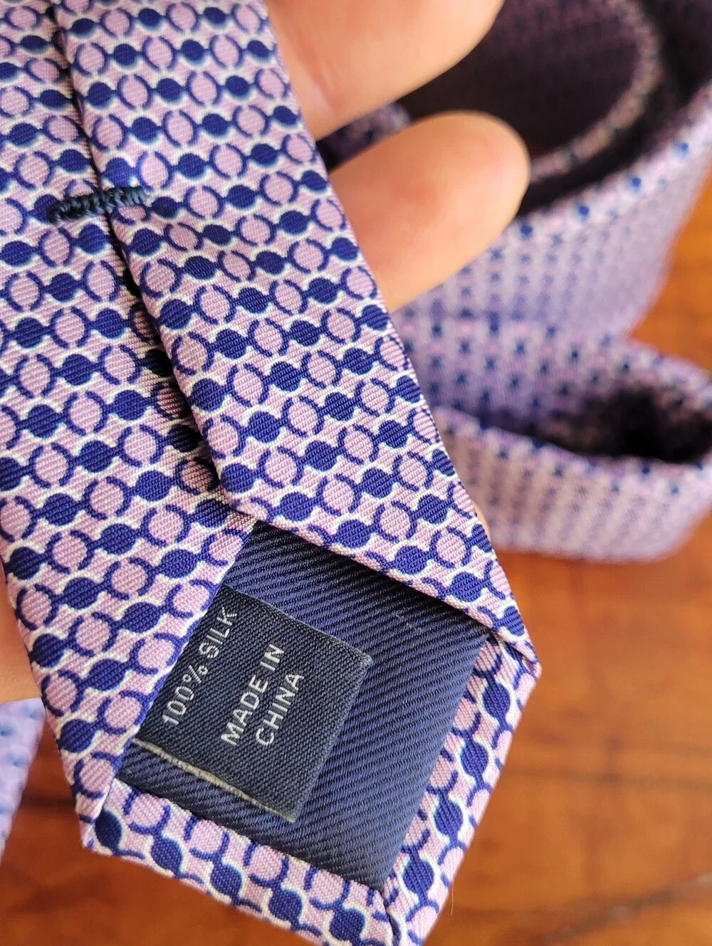Jos. A. Bank 100% Silk Purple White Blue Circular Pattern Classic Tie